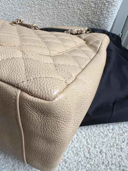 Chanel Beige Caviar Grand Shopper Tote gold hardware (GST)