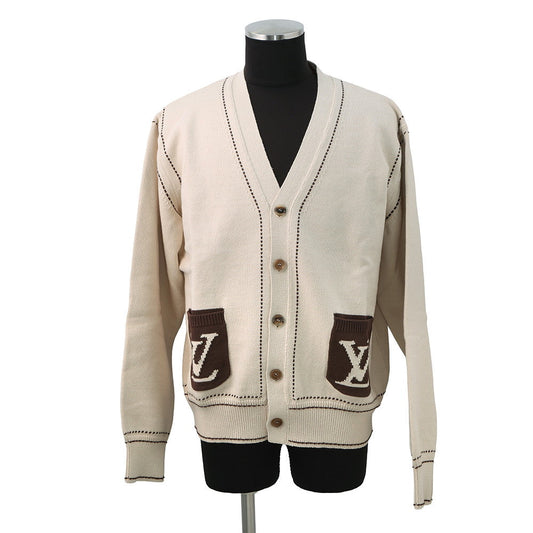 LOUIS VUITTON Signature Light Cardigan Size XL Beige/Brown1AFPXY Cotton65% Nylon35%