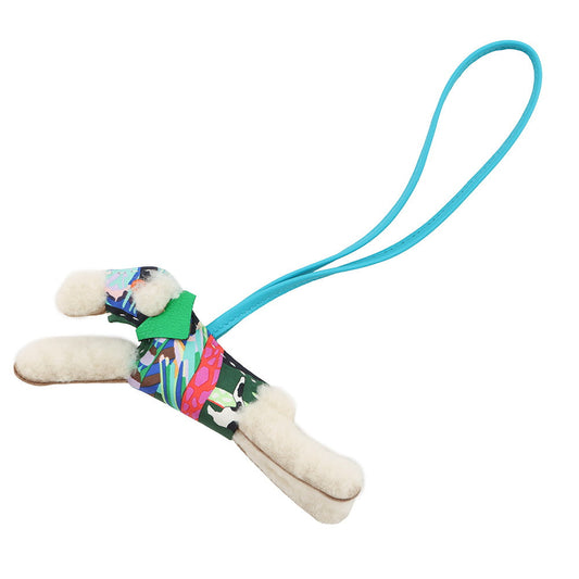 HERMES Buddy Bag Charm Aloha Blue Hydra/Vert Comics Lambskin Mouton