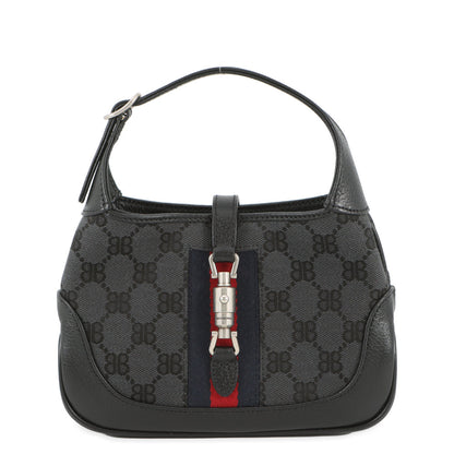 BALENCIAGA GUCCI x BALENCIAGA The Hacker Project Jackie1961 Shoulder Bag Black680132 Canvas Leather Size Mini