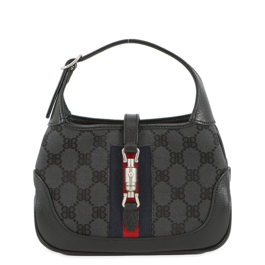 BALENCIAGA GUCCI x BALENCIAGA The Hacker Project Jackie1961 Shoulder Bag Black680132 Canvas Leather Size Mini