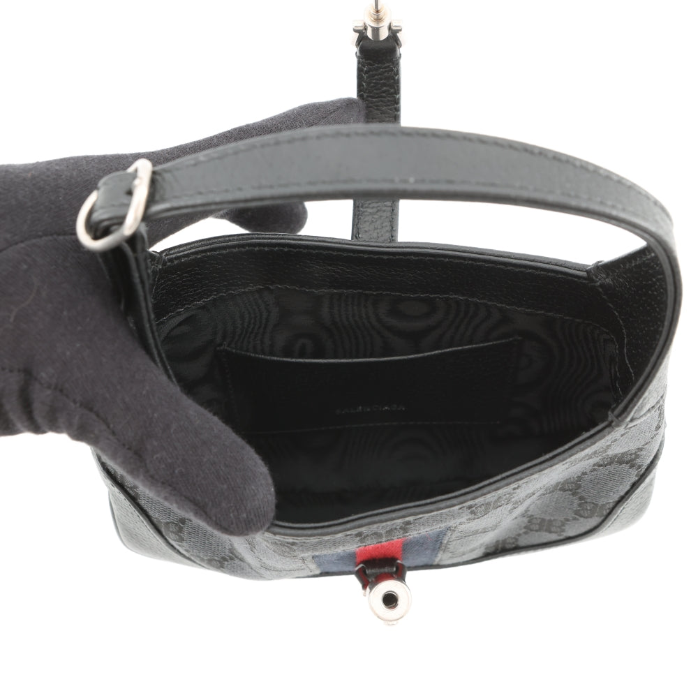 BALENCIAGA GUCCI x BALENCIAGA The Hacker Project Jackie1961 Shoulder Bag Black680132 Canvas Leather Size Mini