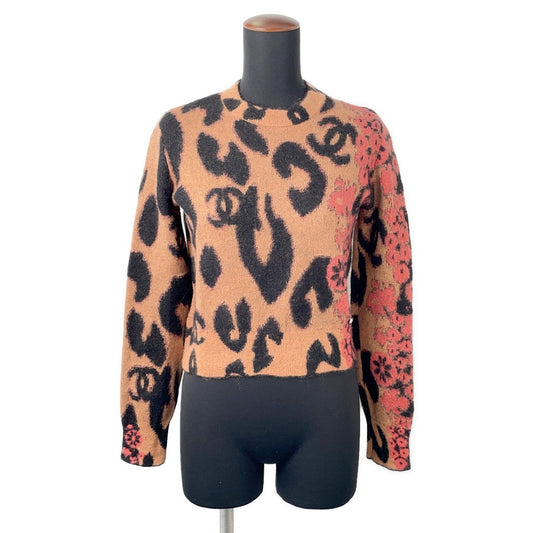 CHANEL Leopard knit sweater Size 36 Brown/Black/PinkP75361 Cashmere43% Mohair 32% Polyamide19% Wool 6%