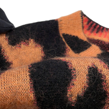 CHANEL Leopard knit sweater Size 36 Brown/Black/PinkP75361 Cashmere43% Mohair 32% Polyamide19% Wool 6%