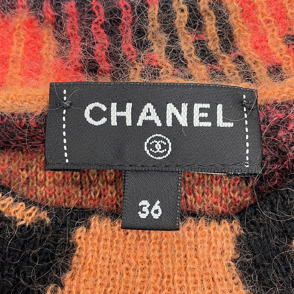 CHANEL Leopard knit sweater Size 36 Brown/Black/PinkP75361 Cashmere43% Mohair 32% Polyamide19% Wool 6%