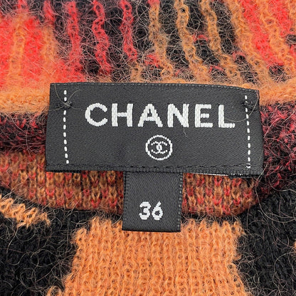 CHANEL Leopard knit sweater Size 36 Brown/Black/PinkP75361 Cashmere43% Mohair 32% Polyamide19% Wool 6%