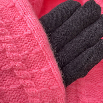 CHANEL Knit Top Sweater with CC Logo Size 36 PinkP75341 Wool 50% Cashmere50%