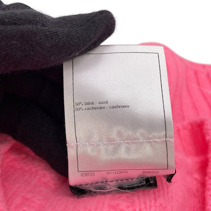 CHANEL Knit Top Sweater with CC Logo Size 36 PinkP75341 Wool 50% Cashmere50%