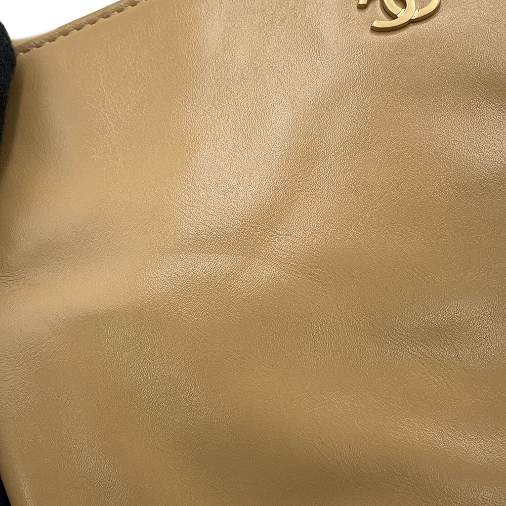 CHANEL CHANEL 22 Chain Shoulder Bag BeigeAS3260 Shiny Calf Leather Size Small