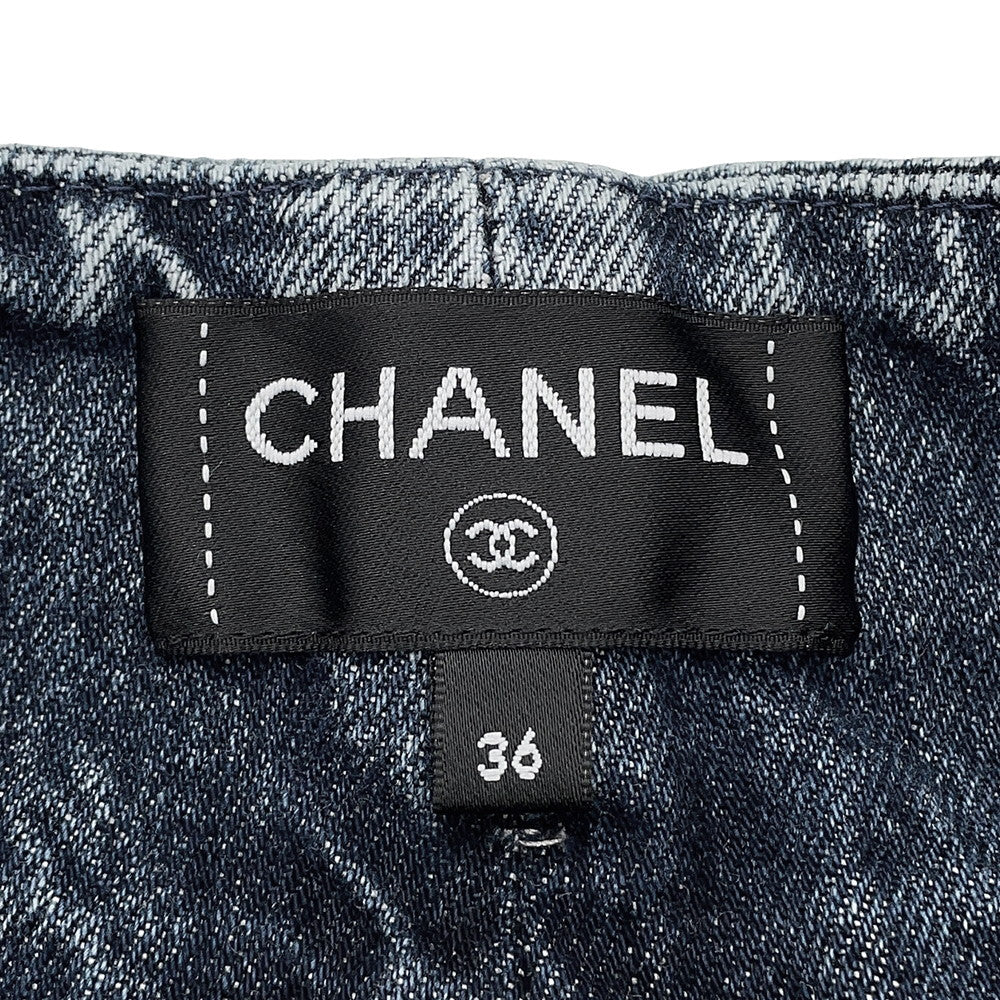 CHANEL Denim Print Washed Denim Size 36 BlueP80387 Cotton 100%