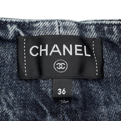 CHANEL Denim Print Washed Denim Size 36 BlueP80387 Cotton 100%