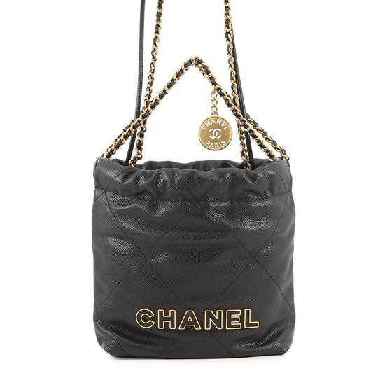 CHANEL CHANEL22 2WAYChainShoulder BlackAS3980 Caviar Leather Size Mini