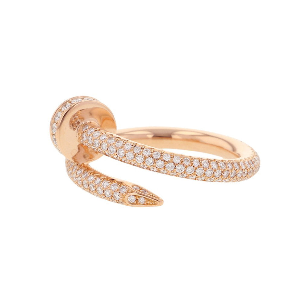 CARTIER Juste Un Clou Ring with paved diamonds Size 51/#11 Classic modelN4748651/N4748600 18K Pink Gold