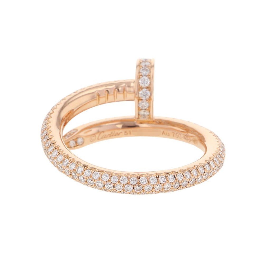 CARTIER Juste Un Clou Ring with paved diamonds Size 51/#11 Classic modelN4748651/N4748600 18K Pink Gold