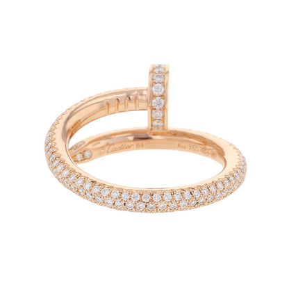 CARTIER Juste Un Clou Ring with paved diamonds Size 51/#11 Classic modelN4748651/N4748600 18K Pink Gold