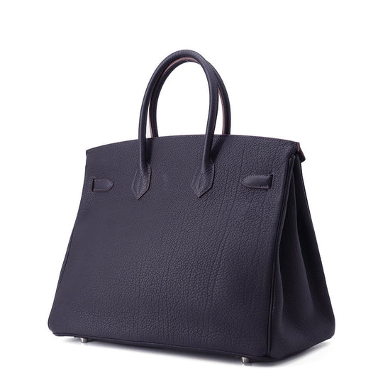 HERMES Birkin Club Blue Indigo/Rouge Casaque/Fauve Fjord Leather Barenia Leather Ottoman Size 35