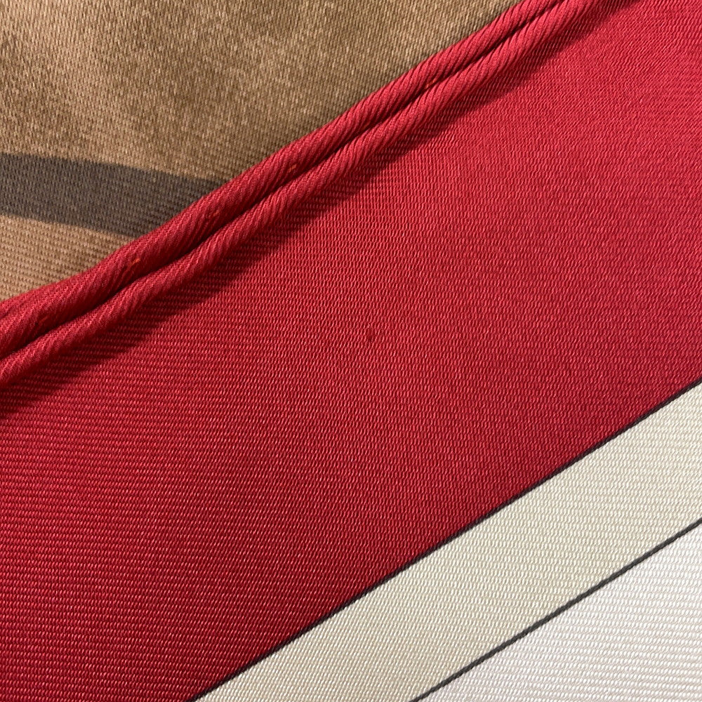HERMES Carre 90 《Arcuate connection》 Size 90 Rouge・Cui / Greige / Halzan Silk100%