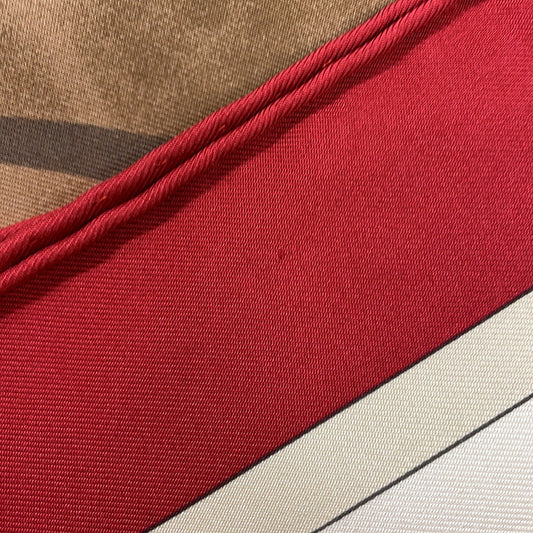 HERMES Carre 90 《Arcuate connection》 Size 90 Rouge・Cui / Greige / Halzan Silk100%