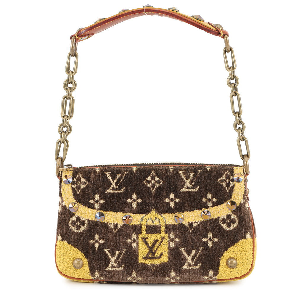 LOUIS VUITTON Pochette Accessoires Brown/YellowM92710 Monogram Trompe l'oeil Cotton Pile