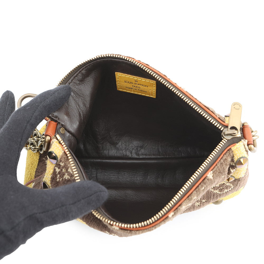 LOUIS VUITTON Pochette Accessoires Brown/YellowM92710 Monogram Trompe l'oeil Cotton Pile