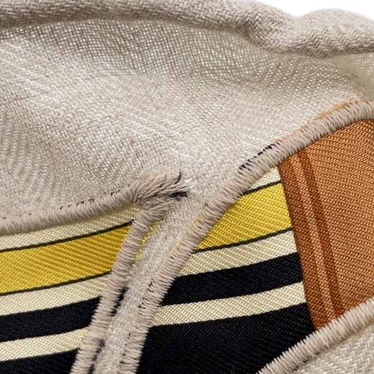 HERMES APPL COUVERTURES ET TENUES Size 90 Mastic/Natural/Multicolor Cashmere70% Silk30%