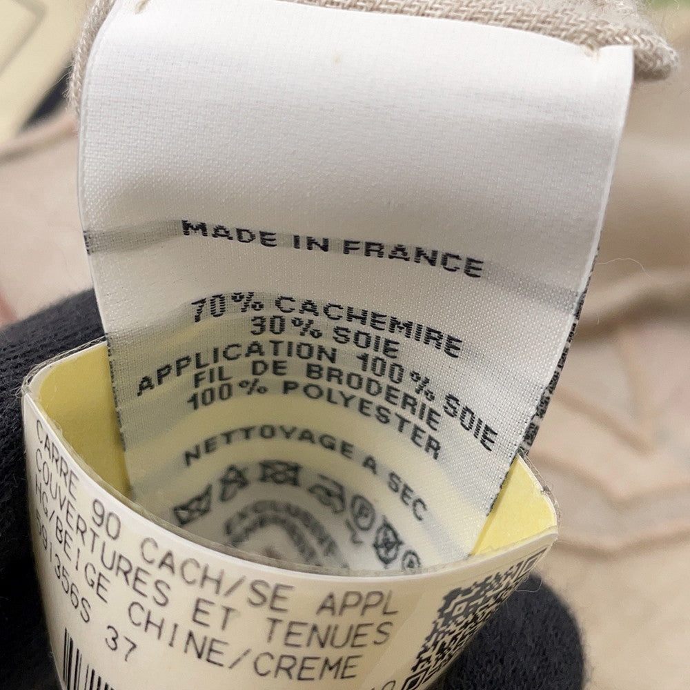 HERMES APPL COUVERTURES ET TENUES Size 90 Mastic/Natural/Multicolor Cashmere70% Silk30%