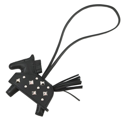 HERMES Rodeo Robeo Padlock Black Lambskin Studded Size PM