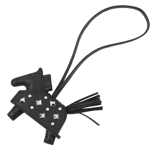HERMES Rodeo Robeo Padlock Black Lambskin Studded Size PM