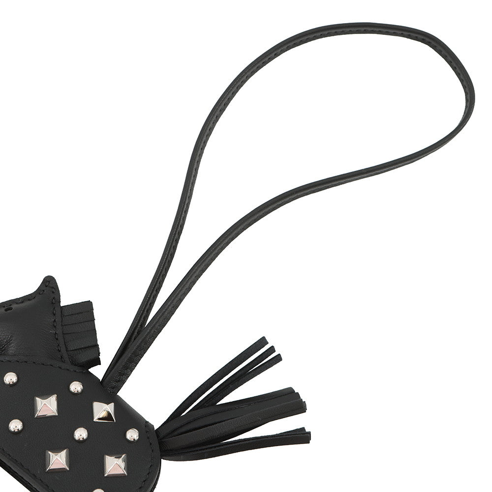 HERMES Rodeo Robeo Padlock Black Lambskin Studded Size PM