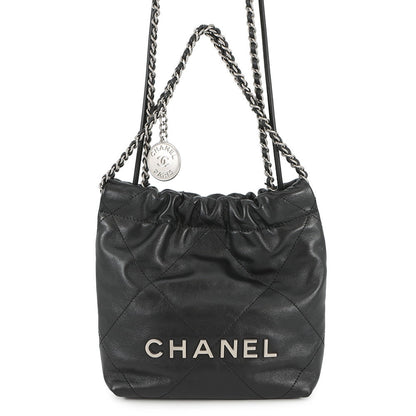 CHANEL CHANEL22 2WAYChain Handbag BlackAS3980 Shiny Calf Leather Size Mini