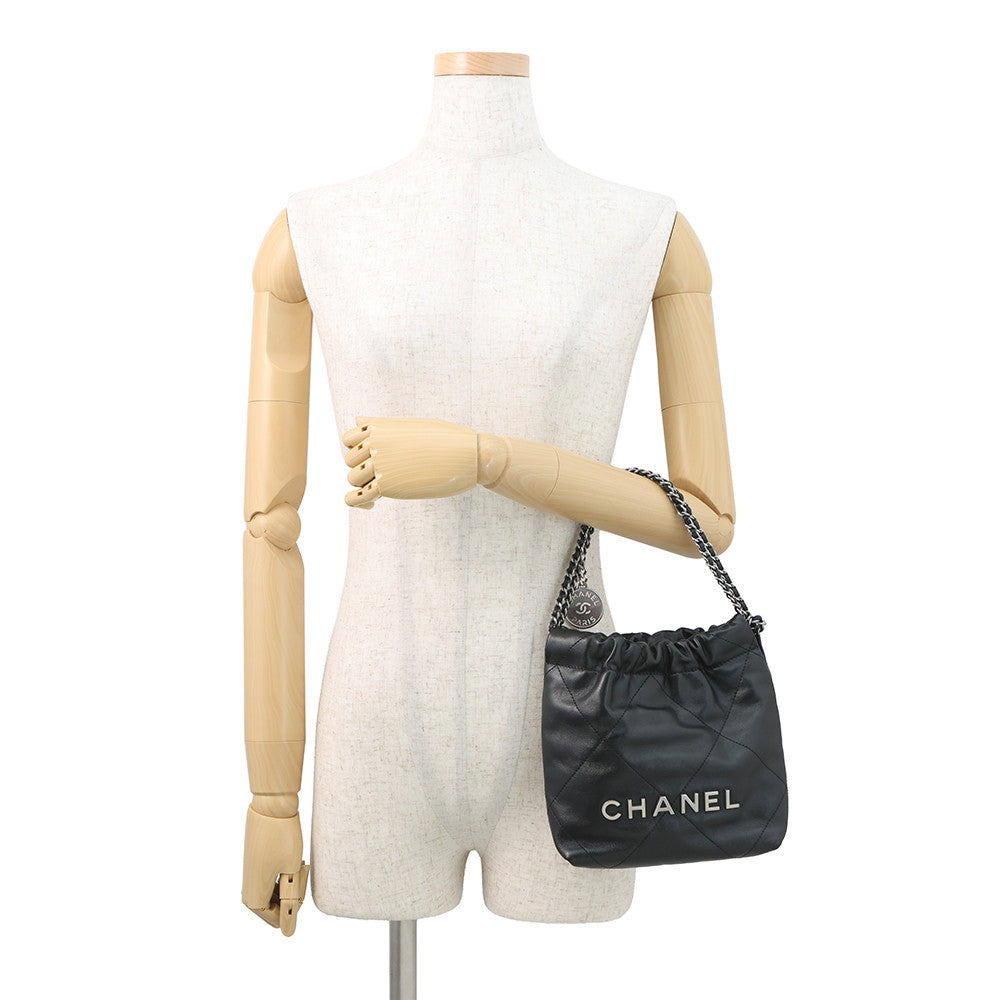 CHANEL CHANEL22 2WAYChain Handbag BlackAS3980 Shiny Calf Leather Size Mini