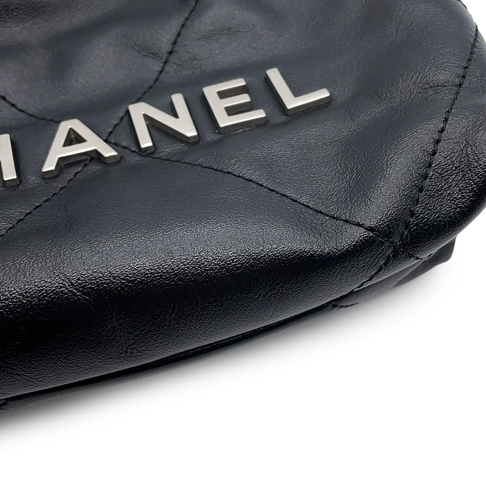 CHANEL CHANEL22 2WAYChain Handbag BlackAS3980 Shiny Calf Leather Size Mini