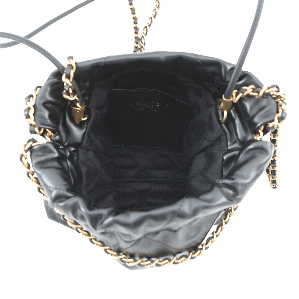 CHANEL CHANEL22 ChainShoulder Bag BlackAS3980 Shiny calfskin leather Size Mini