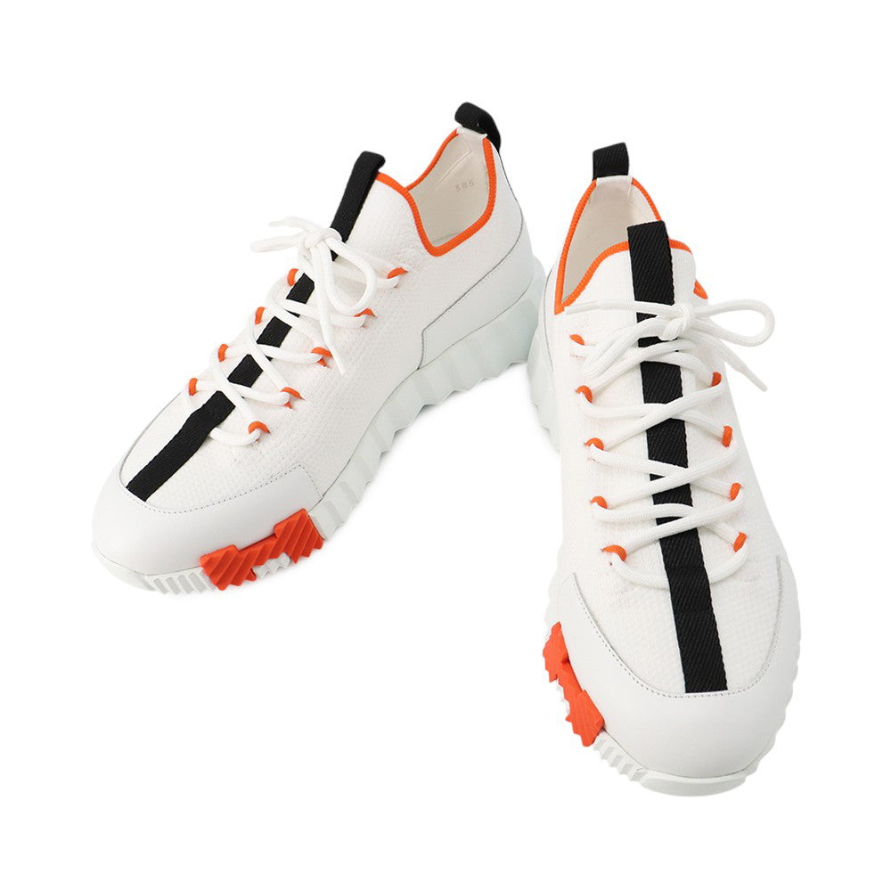 HERMES Sneakers Lift Multicolor / White Knit Calf Leather Size 38.5