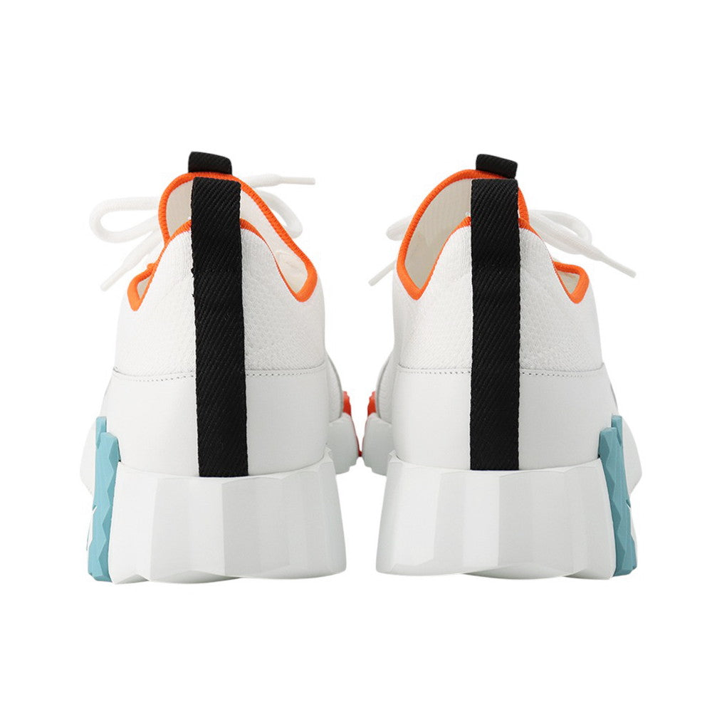 HERMES Sneakers Lift Multicolor / White Knit Calf Leather Size 38.5