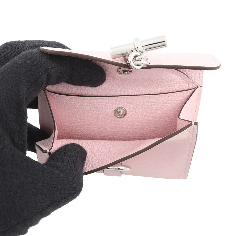 HERMES Glennan Compact Rose Sakura Swift Leather