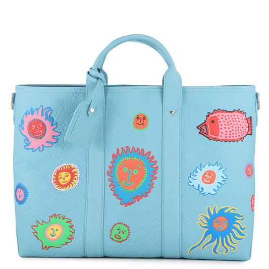 LOUIS VUITTON LVxYK Weekend Tote Blue/MulticolorM21717 Monogram・Taurillon Yayoi Kusama