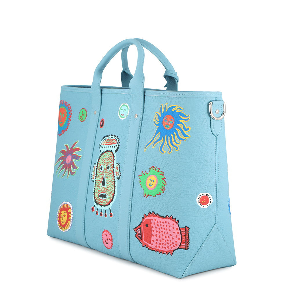 LOUIS VUITTON LVxYK Weekend Tote Blue/MulticolorM21717 Monogram・Taurillon Yayoi Kusama