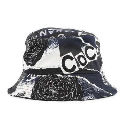 CHANEL Camellia bucket hat Size M Black/White Cotton 100%