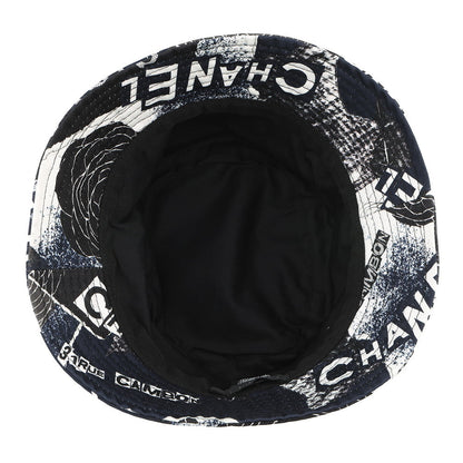 CHANEL Camellia bucket hat Size M Black/White Cotton 100%