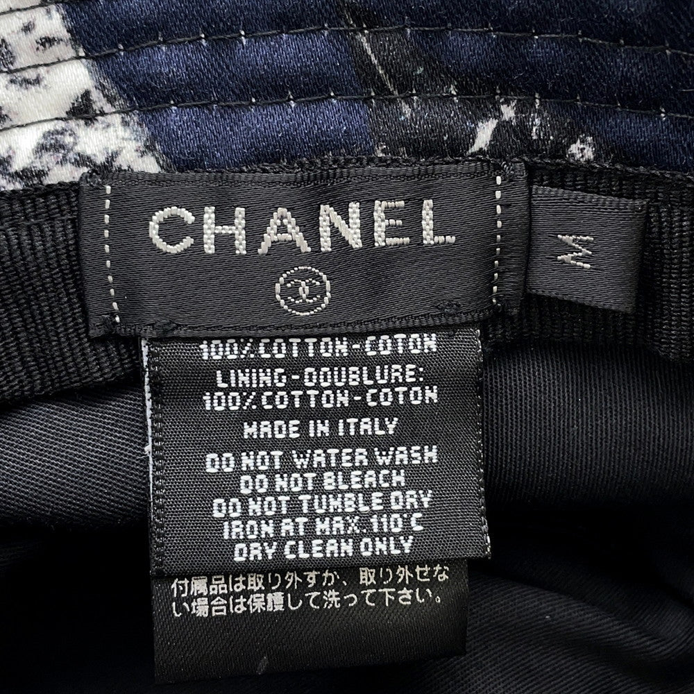 CHANEL Camellia bucket hat Size M Black/White Cotton 100%