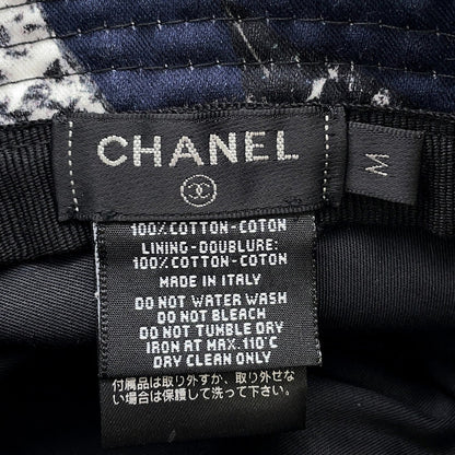 CHANEL Camellia bucket hat Size M Black/White Cotton 100%