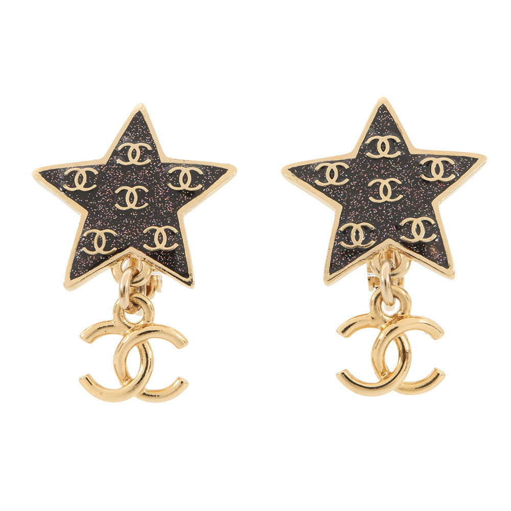 CHANEL Star CC Logo Earrings Black/Righe RainbowABC697 Metal