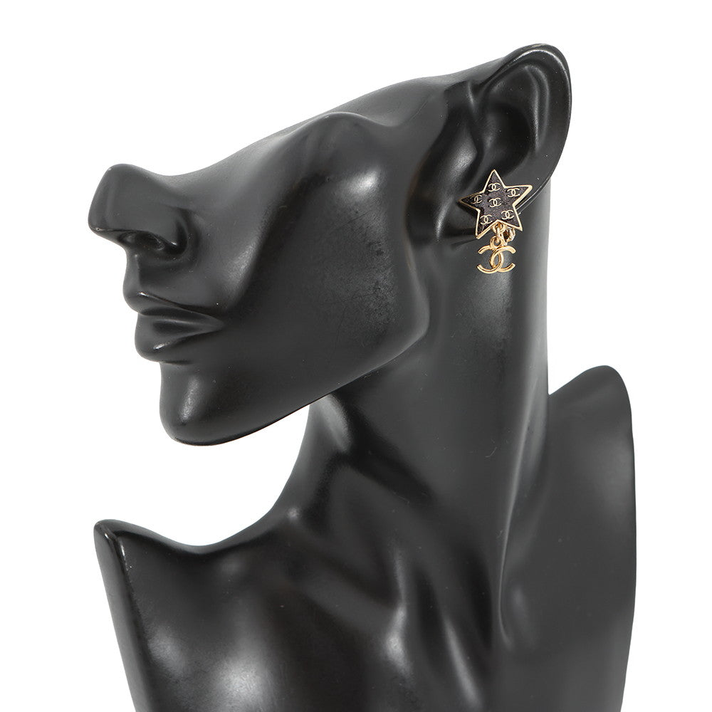 CHANEL Star CC Logo Earrings Black/Righe RainbowABC697 Metal