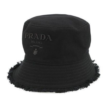 PRADA Drill logo fringe bucket hat Size S Black1HC137 Cotton100%