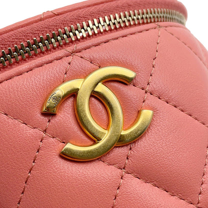 CHANEL Vanity Top Handle Shoulder Bag Pink Lambskin