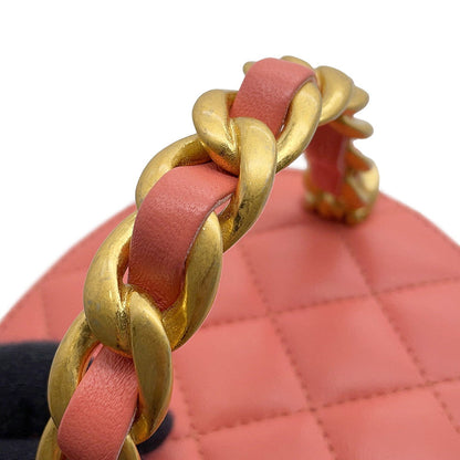 CHANEL Vanity Top Handle Shoulder Bag Pink Lambskin