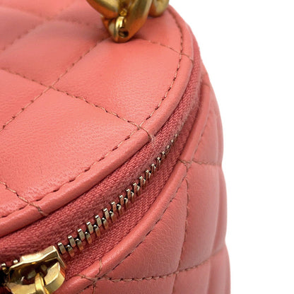 CHANEL Vanity Top Handle Shoulder Bag Pink Lambskin