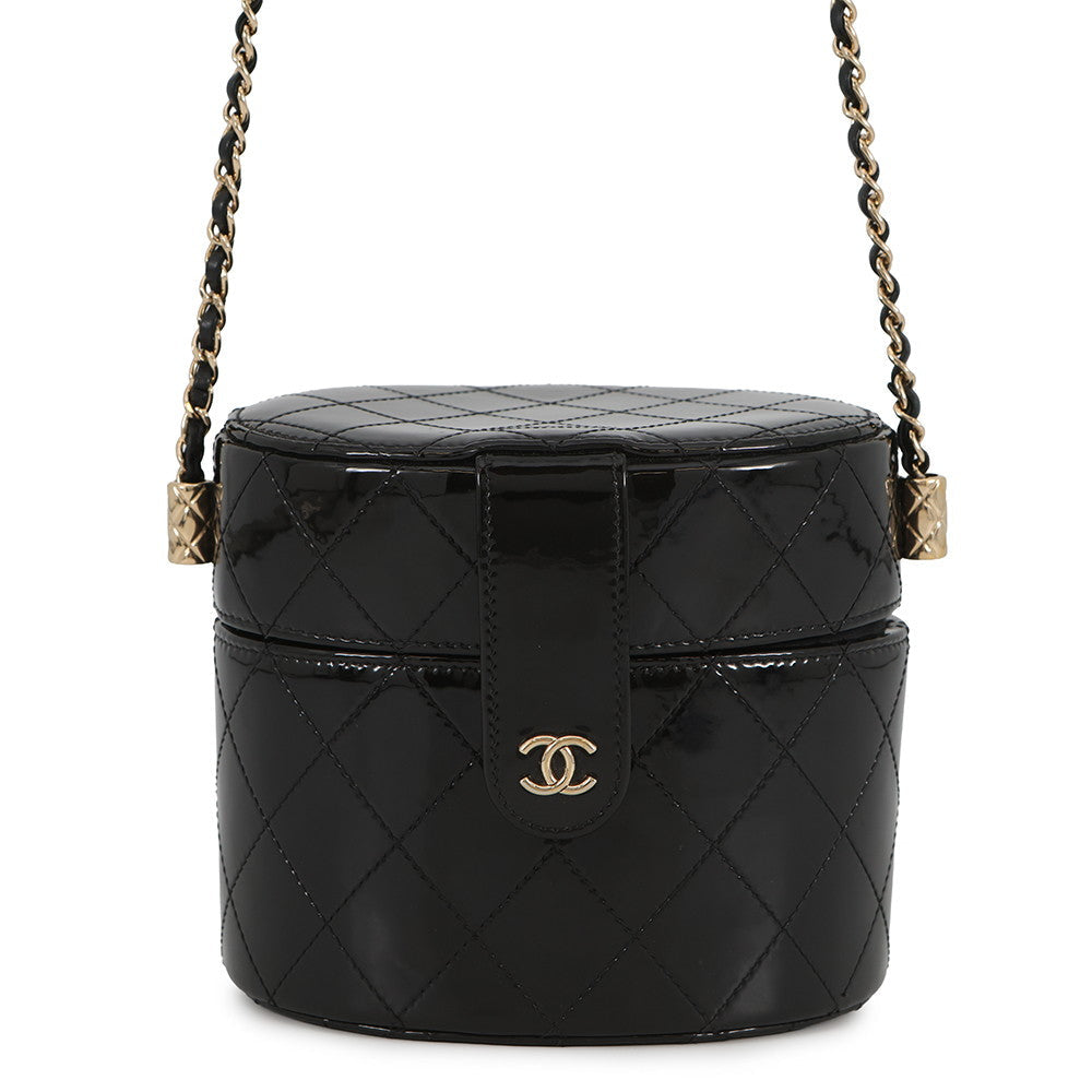 CHANEL Vanity ChainShoulder Bag BlackAP1616 Patent Leather