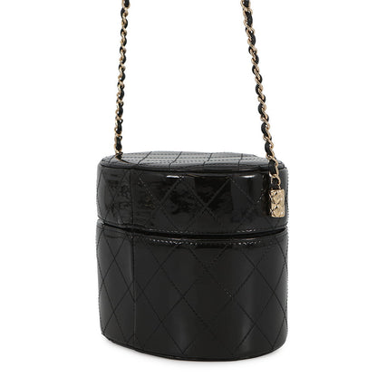 CHANEL Vanity ChainShoulder Bag BlackAP1616 Patent Leather